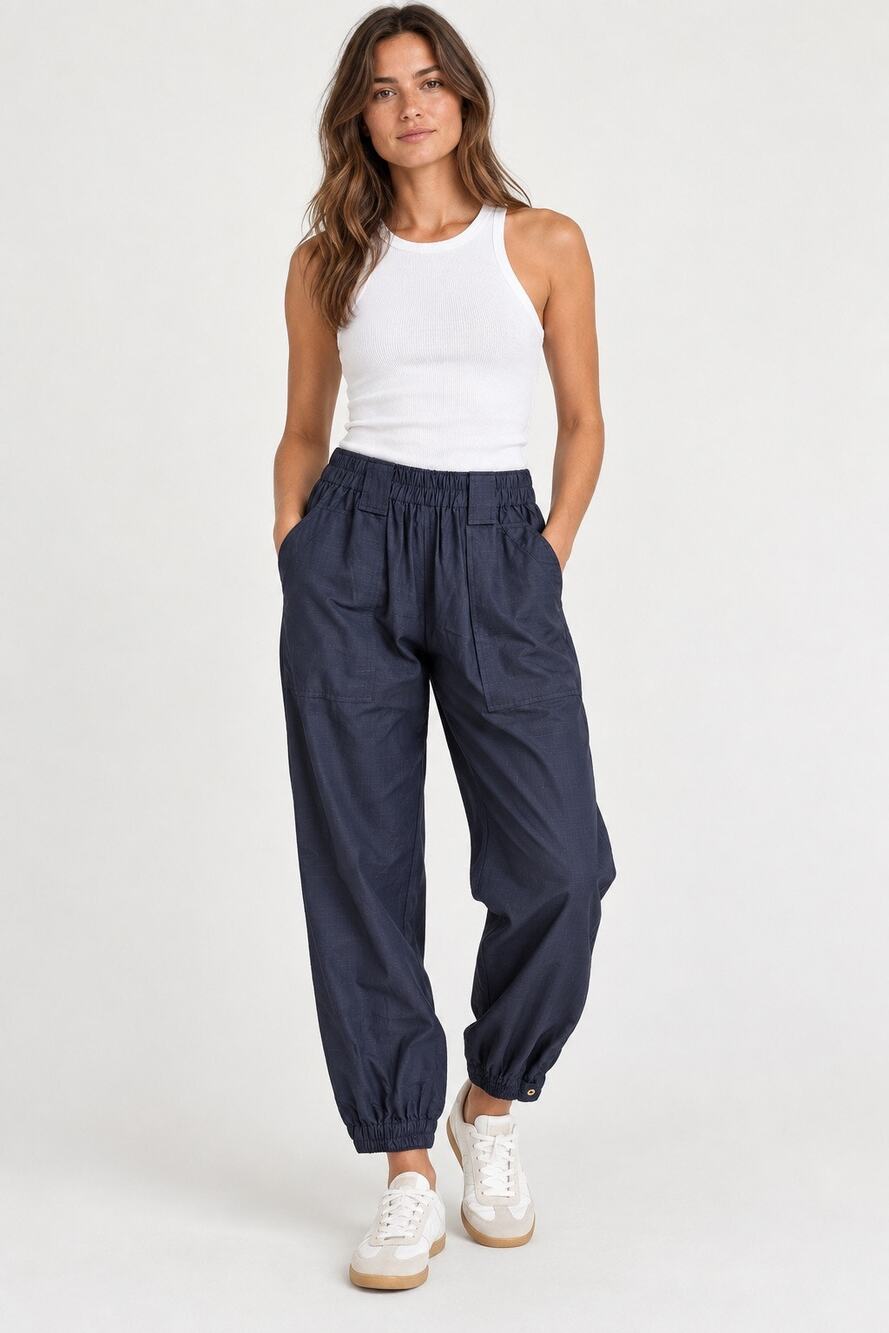GANNI Ripstop Lounge Pants – Sky Captain Navy – Size 34 / US 2